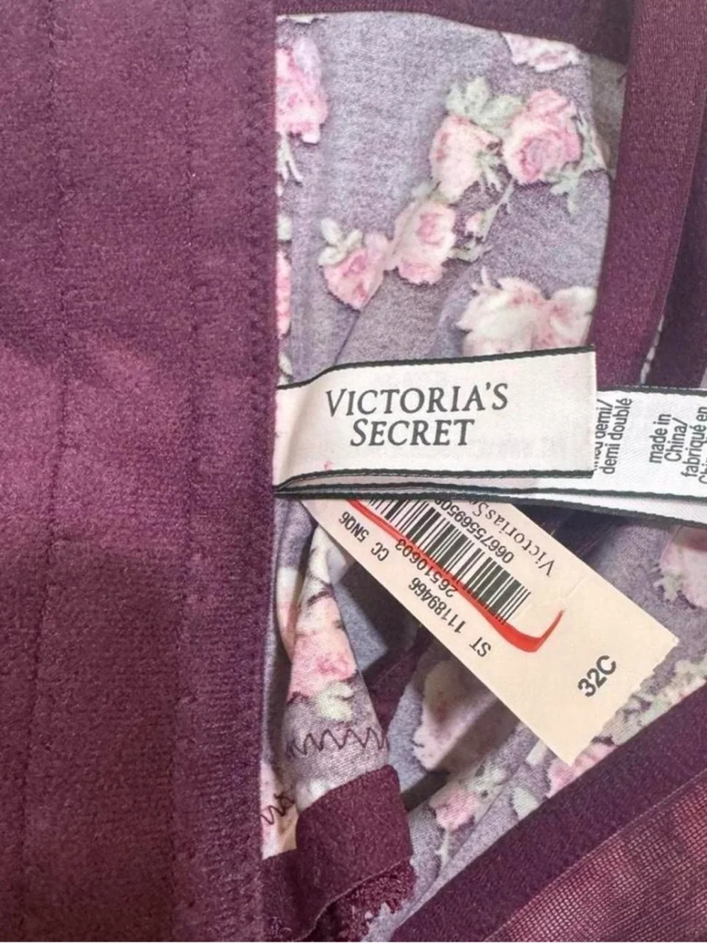 NWT Victoria’s Secret Dream Angels Burgundy Floral Lace Up Corset Bra Top Sz 32C - Picture 4 of 8